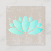 Modern Elegant Texture Beige Blue Lotus Yoga Vierkante Visitekaartje (Voorkant)
