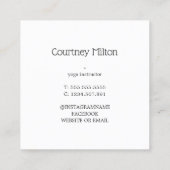 Modern Elegant Texture Beige Blue Lotus Yoga Vierkante Visitekaartje (Achterkant)