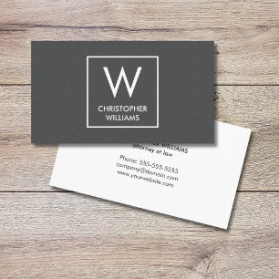 Modern Elegant Texture Gray Monogram Attorney Visitekaartje