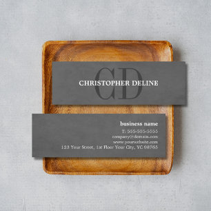 Modern Elegant Texture Gray Monogram Consultant Mini Visitekaartje