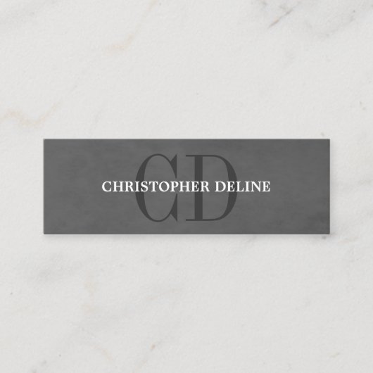 Modern Elegant Texture Gray Monogram Consultant Mini Visitekaartje (Voorkant)