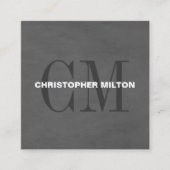 Modern Elegant Texture Gray Monogram Consultant Vierkante Visitekaartje (Voorkant)