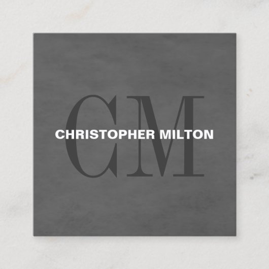 Modern Elegant Texture Gray Monogram Consultant Vierkante Visitekaartje (Voorkant)