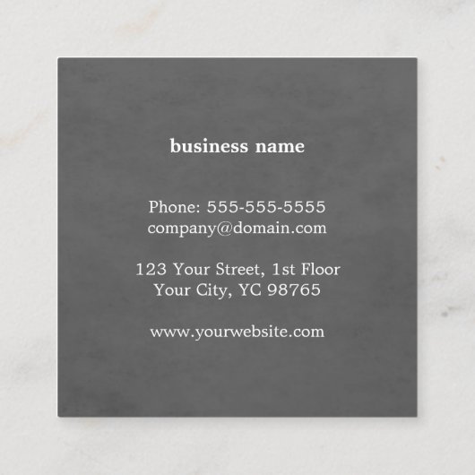 Modern Elegant Texture Gray Monogram Consultant Vierkante Visitekaartje (Achterkant)
