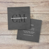 Modern Elegant Texture Gray Monogram Consultant Vierkante Visitekaartje