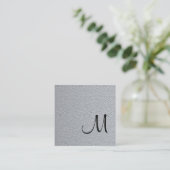 Modern Elegant Texture Gray Monogram Consultant Vierkante Visitekaartje (Staand voorkant)