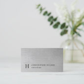 Modern Elegant Texture Gray Monogram Consultant Visitekaartje (Staand voorkant)
