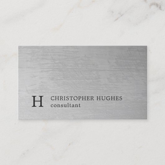 Modern Elegant Texture Gray Monogram Consultant Visitekaartje (Voorkant)