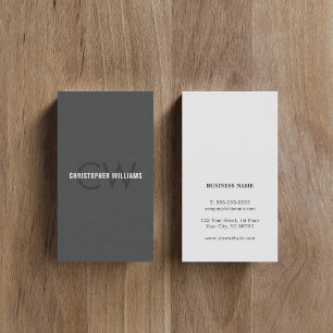 Modern Elegant Texture Gray Monogram Consultant Visitekaartje