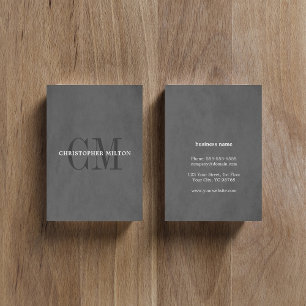 Modern Elegant Texture Gray Monogram Consultant Visitekaartje