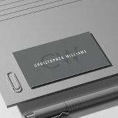 Modern Elegant Texture Gray Monogram Consultant Visitekaartje