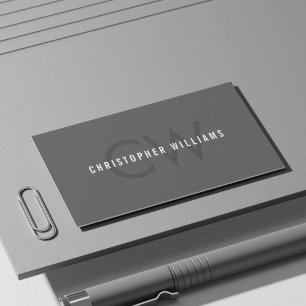 Modern Elegant Texture Gray Monogram Consultant Visitekaartje