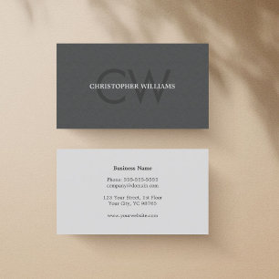 Modern Elegant Texture Gray Monogram Consultant Visitekaartje