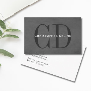 Modern Elegant Texture Gray Monogram Consultant Visitekaartje