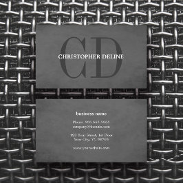 Modern Elegant Texture Gray Monogram Consultant Visitekaartje
