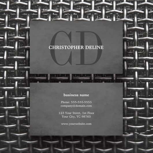 Modern Elegant Texture Gray Monogram Consultant Visitekaartje