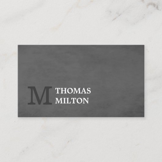 Modern Elegant Texture Gray Monogram Consultant Visitekaartje (Voorkant)