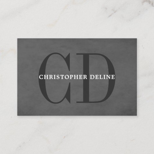 Modern Elegant Texture Gray Monogram Consultant Visitekaartje (Voorkant)