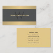 Modern Elegant Texture Grey Faux Gold Monogram Visitekaartje (Voorkant / Achterkant)