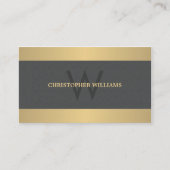 Modern Elegant Texture Grey Faux Gold Monogram Visitekaartje (Voorkant)