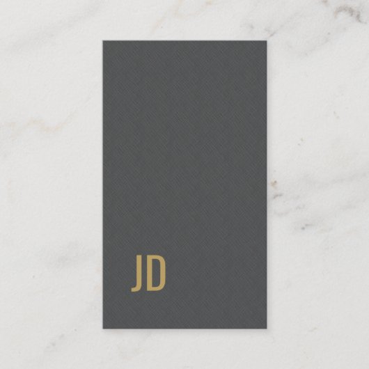 Modern Elegant Texture Grey Faux Gold Monogram Visitekaartje (Voorkant)