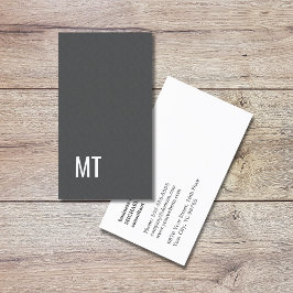 Modern Elegant Texture Grey White Monogram Visitekaartje