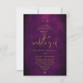 Modern Elegant Texture Paars & Gold Wedding Kaart (Voorkant)