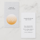 Modern Elegant Texture White Orang Yoga Instructor Visitekaartje (Voorkant / Achterkant)