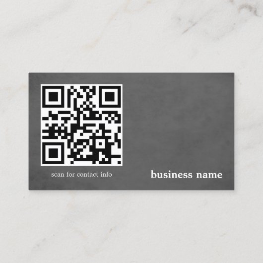 Modern Elegant Textuur Grijs Monogram QR-code Visitekaartje (Achterkant)