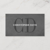 Modern Elegant Textuur Grijs Monogram QR-code Visitekaartje (Voorkant)