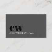 Modern Elegant Textuur Grijs Vet Monogram Visitekaartje (Voorkant)