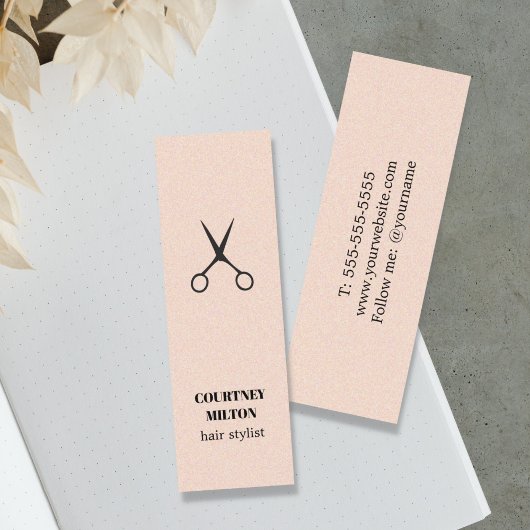 Modern Elegant Textuur Roos Zwart Schaarhaar Mini Visitekaartje