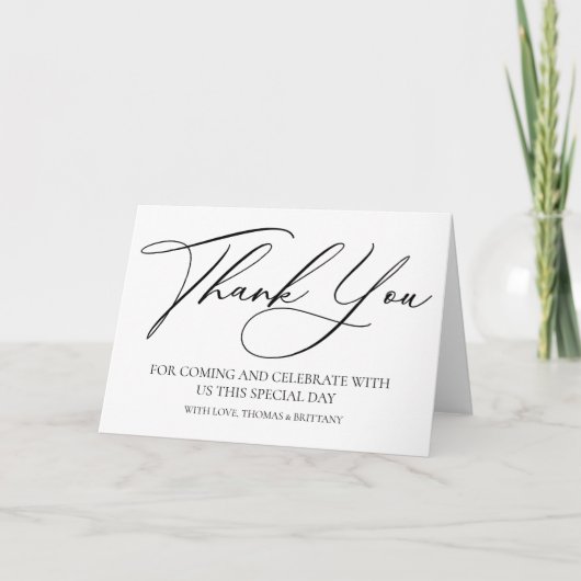 Modern elegant Thank you card black and white Bedankkaart (Voorkant)