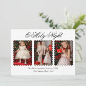 Modern Elegant Three Photo Family Christmas Card Kaart (Staand voorkant)