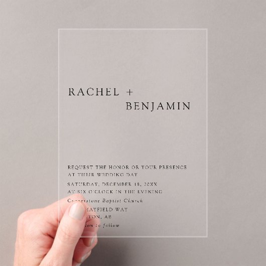 Modern Elegant Tijdloos Minimalistisch Klassiek Fo Acryl Uitnodigingen (Insitu (Draagbaar))