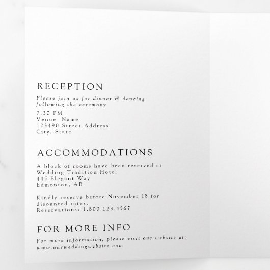 Modern Elegant Tijdloos Minimalistisch Klassiek Fo Drieluik Kaart (Binnenzijde eerst)