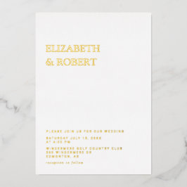 Modern Elegant Timeless Minimalist Wedding Classy Folie Uitnodiging