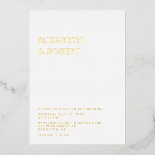 Modern Elegant Timeless Minimalist Wedding Classy Folie Uitnodiging (Voorkant)