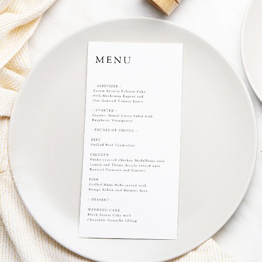 Modern Elegant Timeless Minimalist Wedding Menu