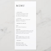 Modern Elegant Timeless Minimalist Wedding Menu (Voorkant)