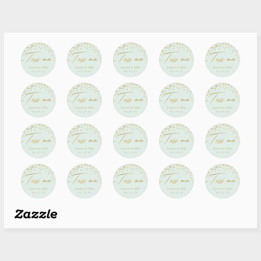 Modern Elegant Toss Me Bruiloft Confetti Favor Ronde Sticker (Vel)