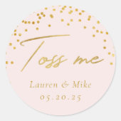 Modern Elegant Toss Me Bruiloft Confetti Favor Ronde Sticker (Voorkant)
