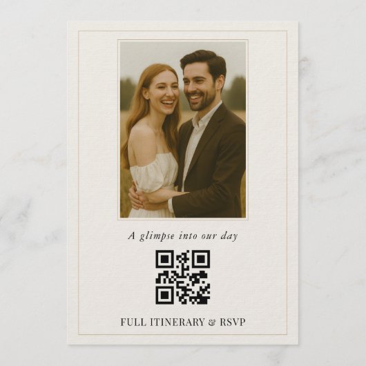 Modern Elegant Transparent Photo QR Code Wedding Kaart (Achterkant)
