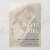 Modern Elegant Transparent Photo Wedding Kaart (Voorkant)