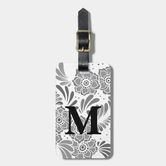 Modern Elegant Travel Girly Stylish Chic Monogram Bagagelabel (Voorkant verticaal)