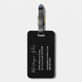 Modern Elegant Travel Girly Stylish Chic Monogram Bagagelabel (Achterkant verticaal)