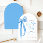 Modern Elegant Trendy Blue Bow Afstuderen Bogen Kaart