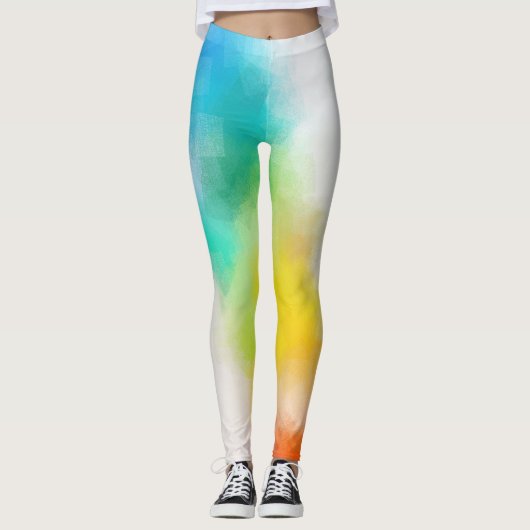 Modern Elegant Trendy Colorful Roze Blauw Groen Leggings (Voorkant)