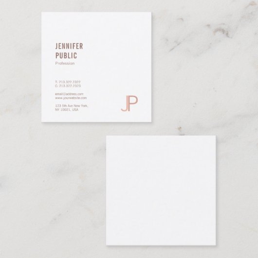 Modern Elegant Trendy Design Initialen Sjabloon To Vierkante Visitekaartje (Voorkant / Achterkant)