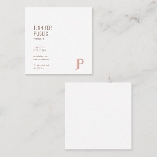 Modern Elegant Trendy Design Monogram Sjabloon Vierkante Visitekaartje (Voorkant / Achterkant)